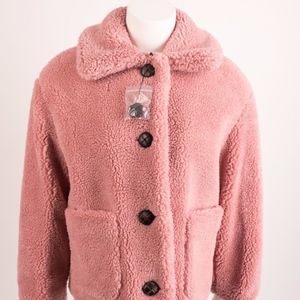 zara pink fleece jacket